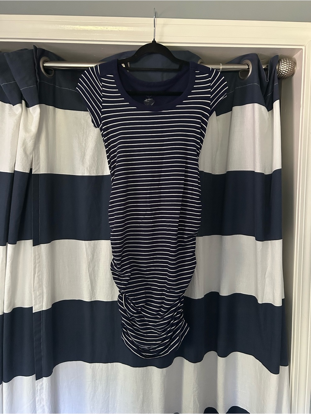 Liz Lange Navy & White Striped maternity Midi Dress